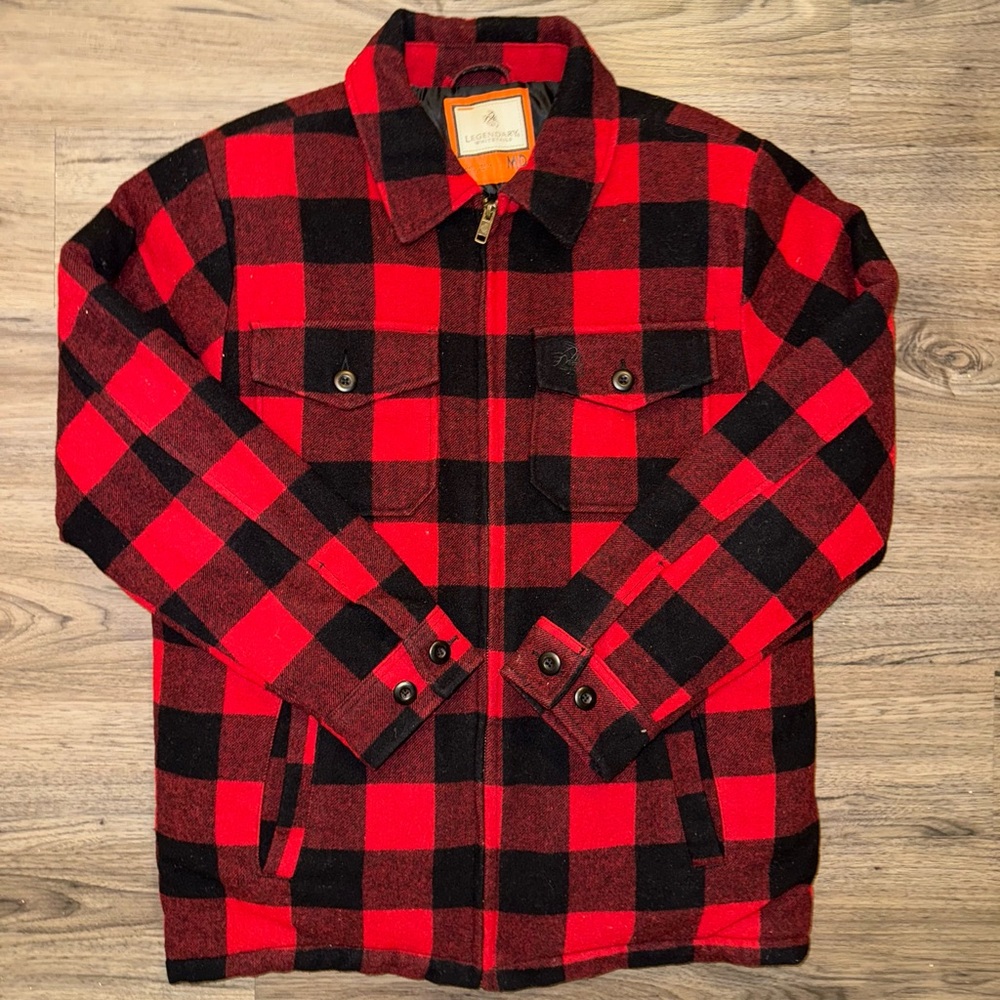 Legendary Whitetails Original Deer Gear Men’s Buffalo Check Wool Coat Size MD